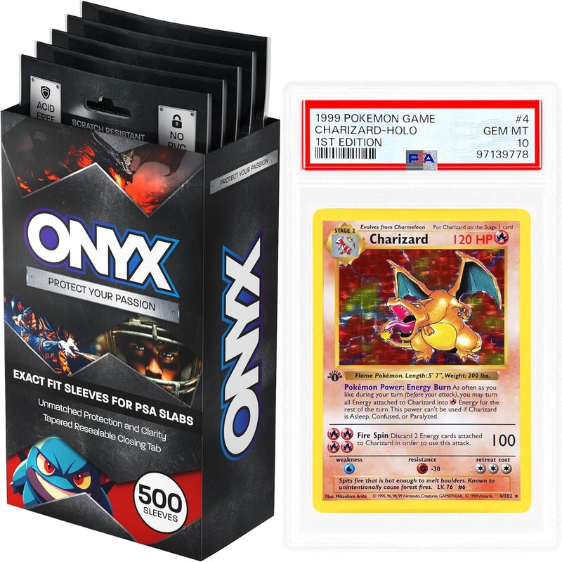 Onyx أكمام PSA slab - أكمام بطاقات مصنفة، أكمام بطاقات PSA مثالية، أكياس بلاستيكية تناسب تمامًا، أكمام حافظة لحماية بطاقات البيسبول، الرياضة، MTG - Image 1